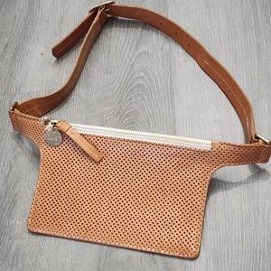 RARE CLARE V. PETIT FANNY PACK CUOIO PERFORATED LEATHER BELT BAG